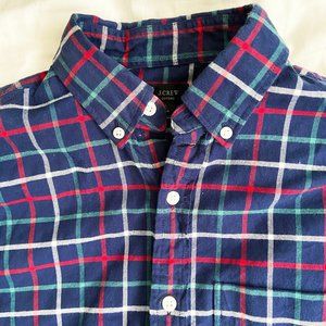 J Crew Navy Plaid Button Up Long Sleeve